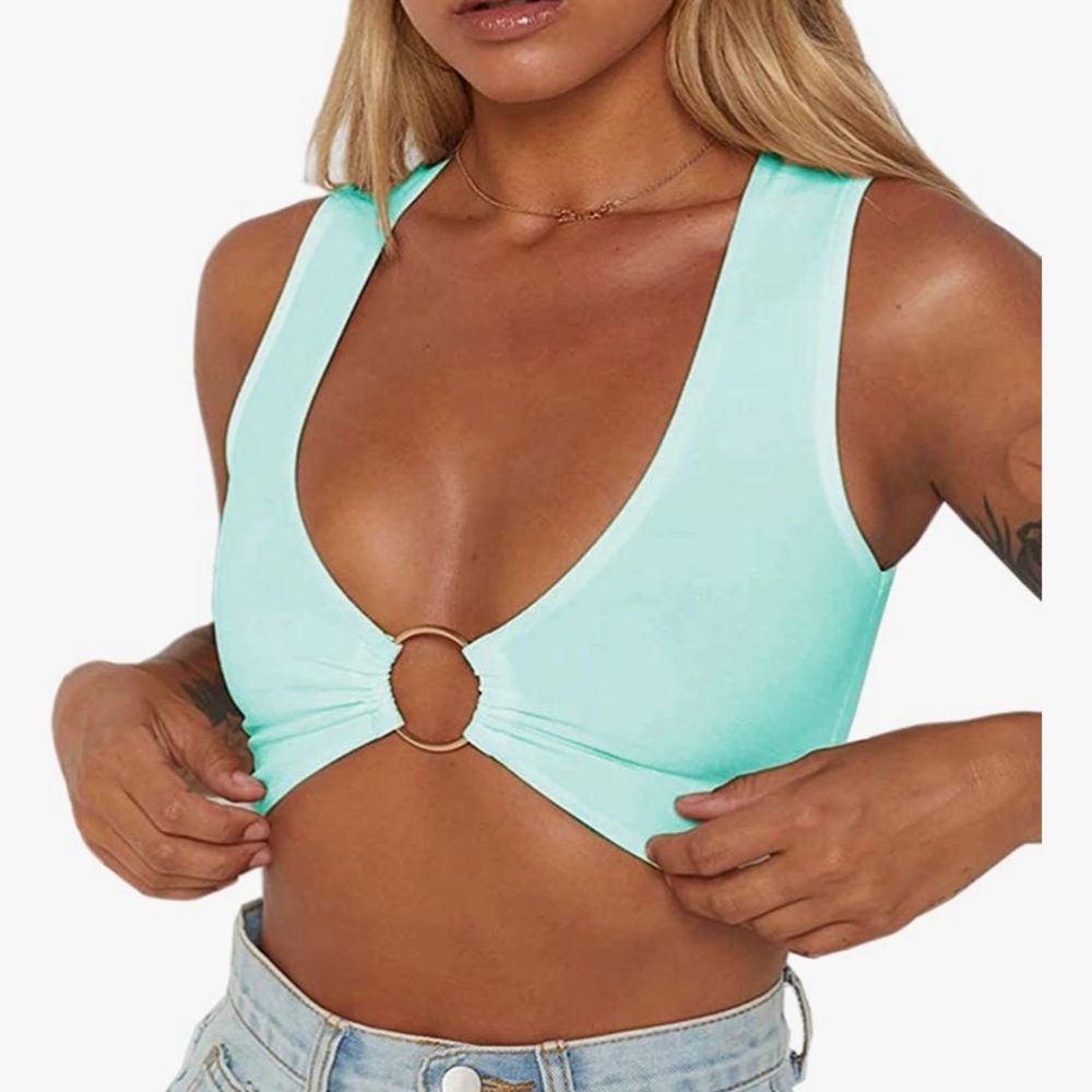 NEVER BEEN WORN Baby Blue Crop Top
